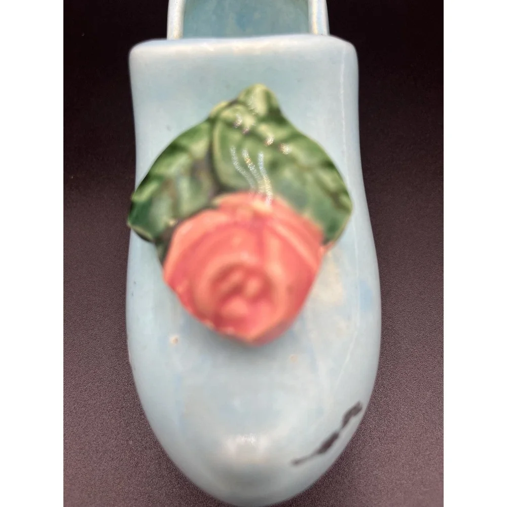 Vintage McCoy Dutch Shoe Planter: Light Blue Ceramic Wall Pocket